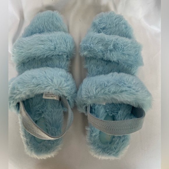 Abound Blue Furry Sling Back Slides Slippers 10 - Picture 8 of 8